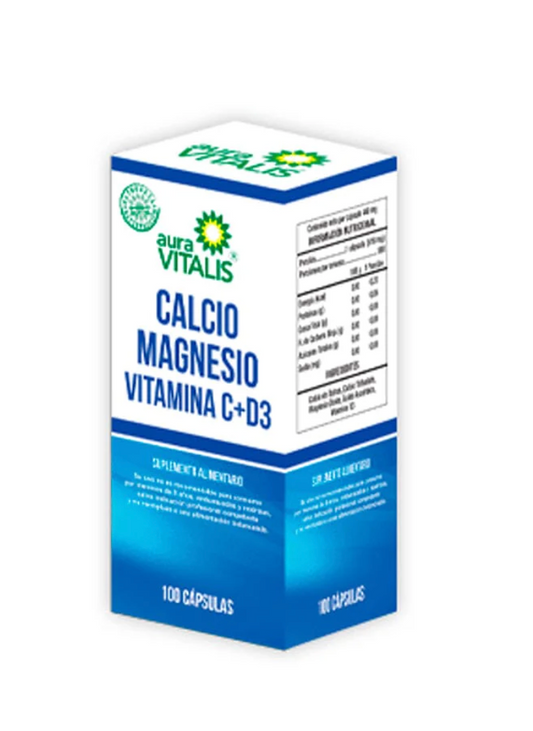 CALCIO MAGNESIO VIT C D3 CAP 367 MG X 100 AURA