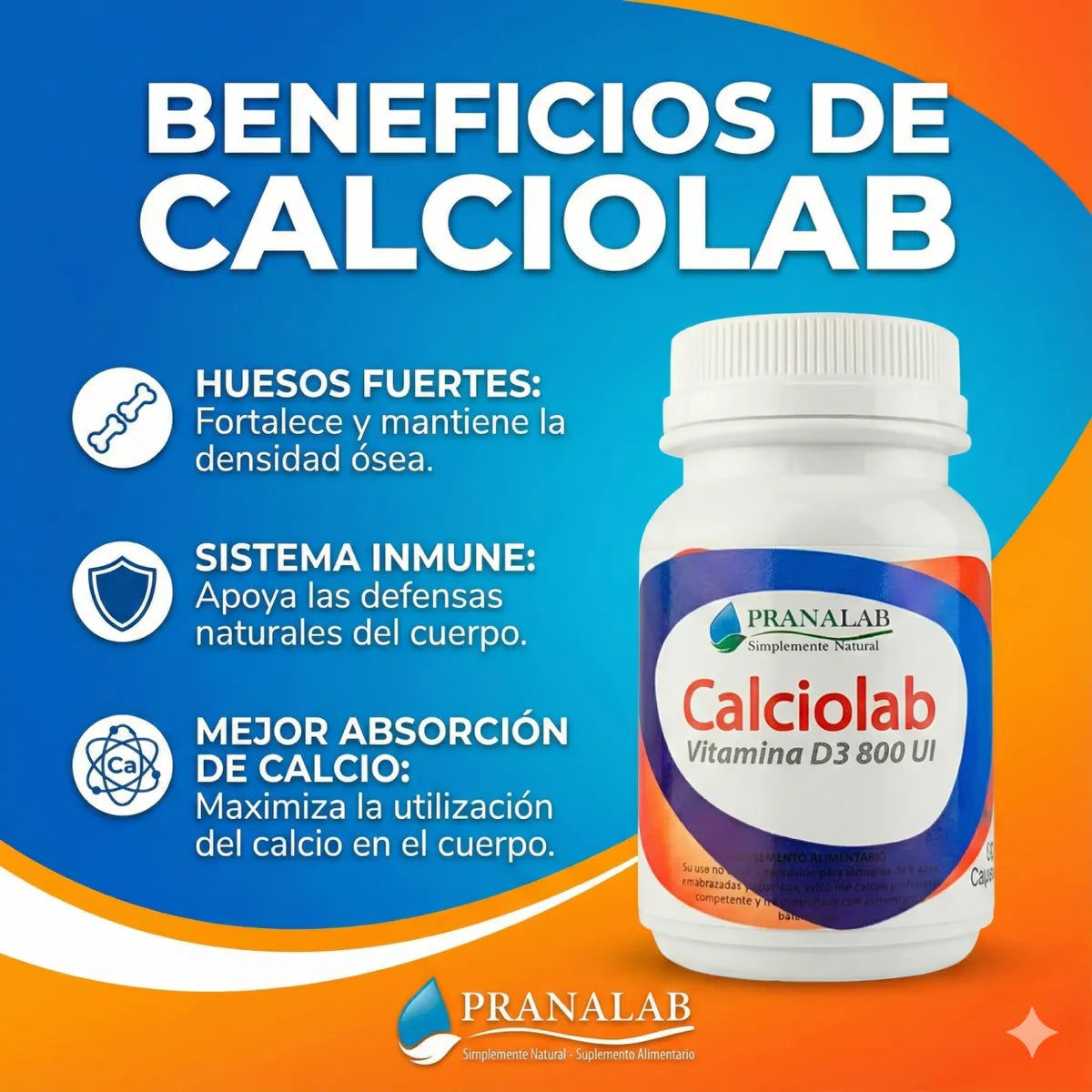 CALCIO + VITAMINA D CAP 800 UI X 60 PRANALAB